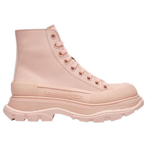 Alexander Mcqueen Tread Slick High Sneakers in Pink Leather.